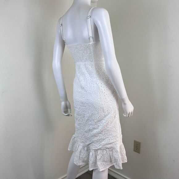 Helly Molly Adalusia Size S White Eyelet Ruffle Embroidered Cotton Midi Dress - Picture 8 of 17